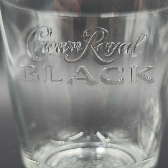 Vintage Crown Royal Black Embossed Cap Base Rocks Glass Whisky Lowball Barware 2 - Picture 2 of 6